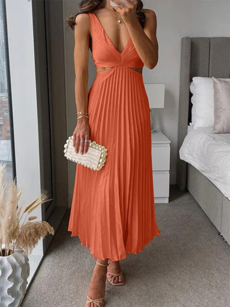 Margaux™ | Pleated Cinema‑Flow Maxi Dress