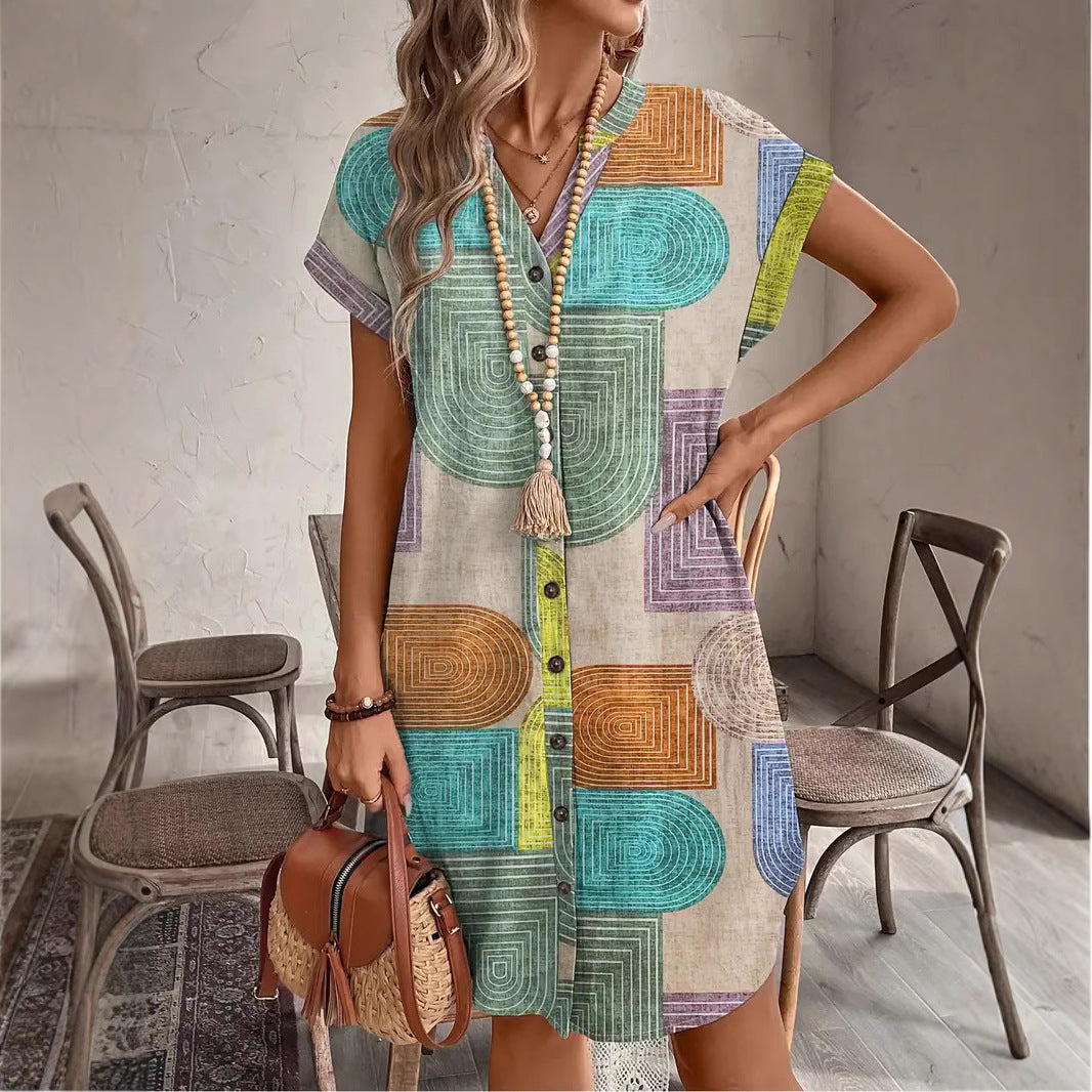 Sunline™ | Geometric Print Midi Dress
