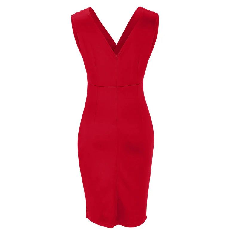 Vania™ | V‑Neck Slit Midi Dress