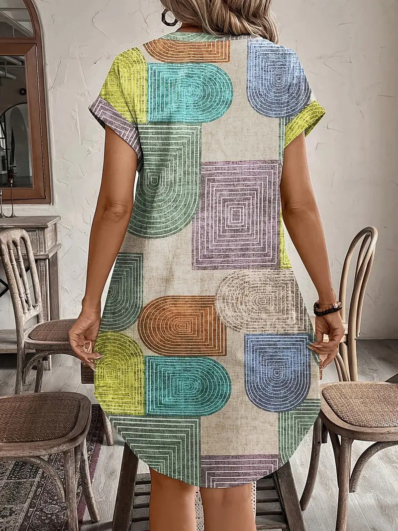 Sunline™ | Geometric Print Midi Dress