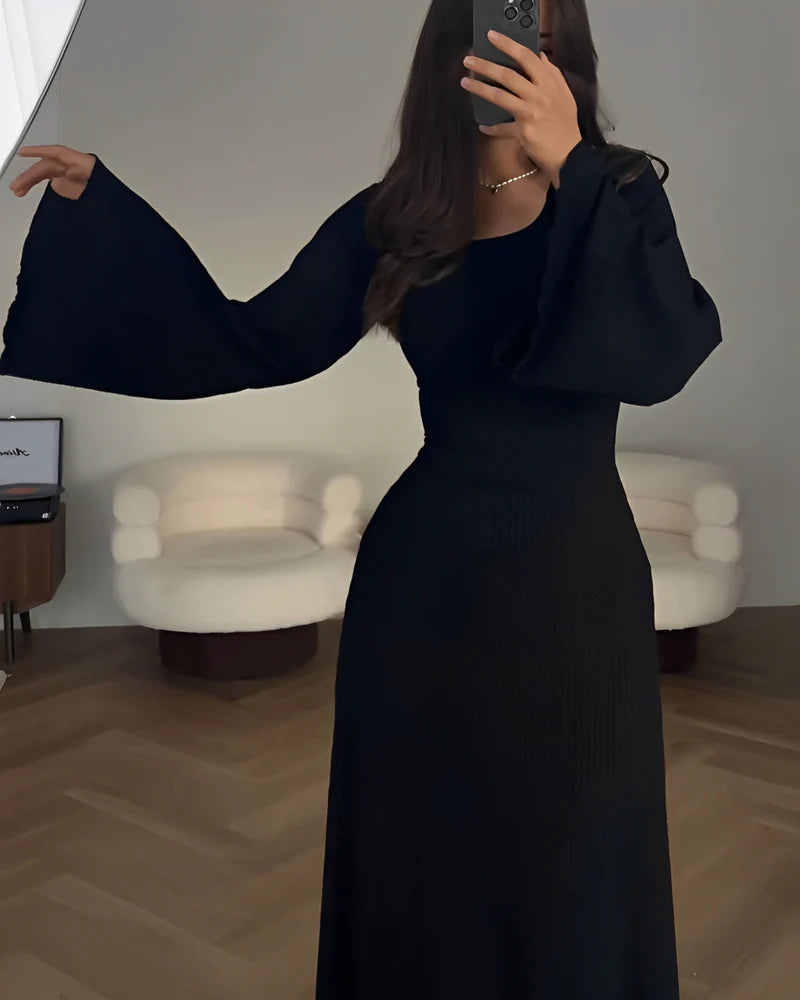 Elegance™ | Long‑Sleeve Knit Maxi Dress