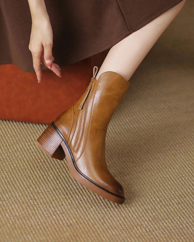 Isolde Noir™ | Sleek Zip Ankle Boots