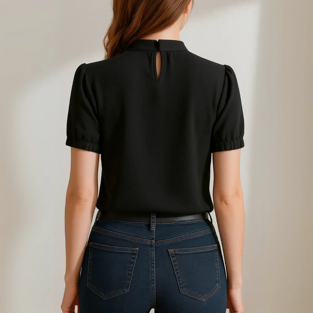 LondonNoir™ | Split-Sleeve Pleated Blouse