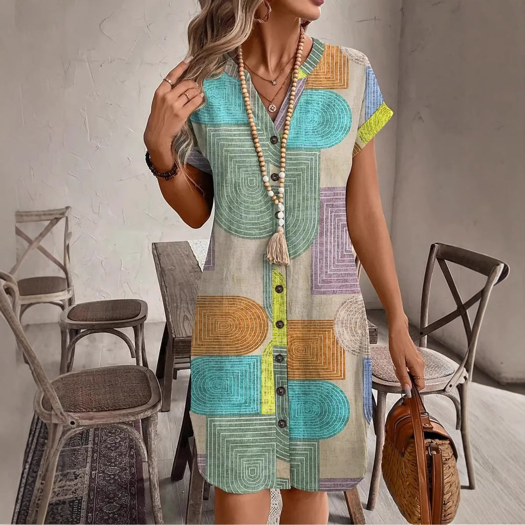 Sunline™ | Geometric Print Midi Dress
