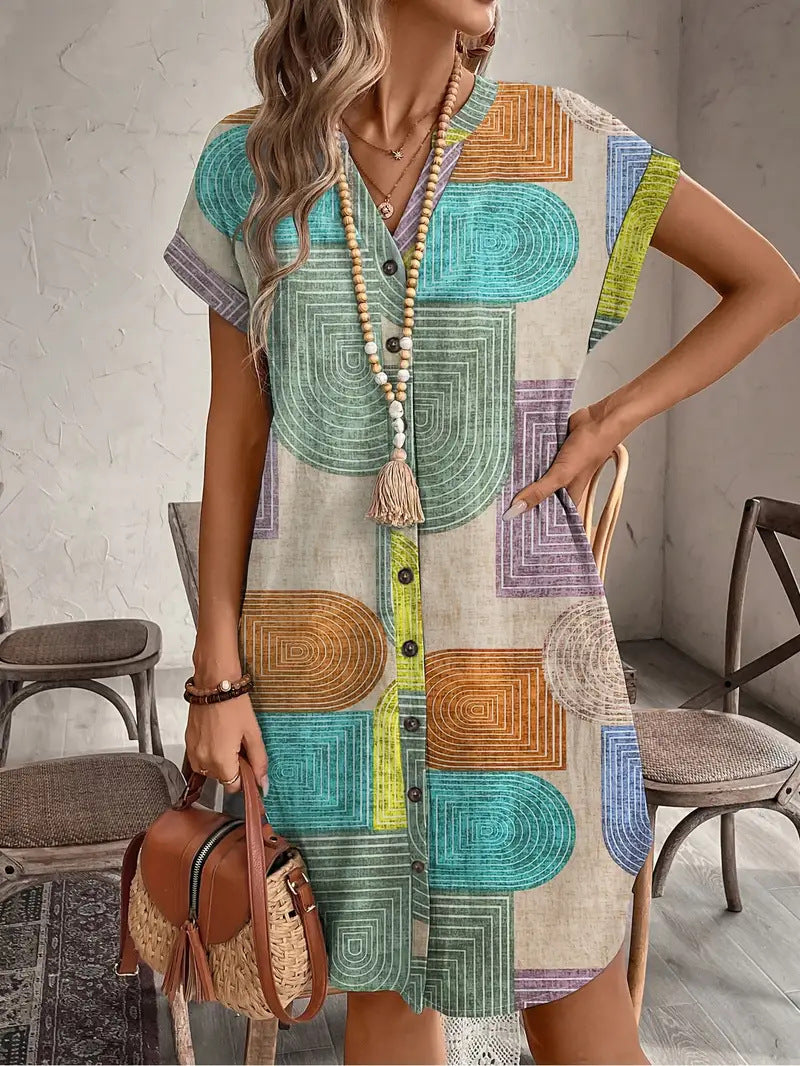 Sunline™ | Geometric Print Midi Dress