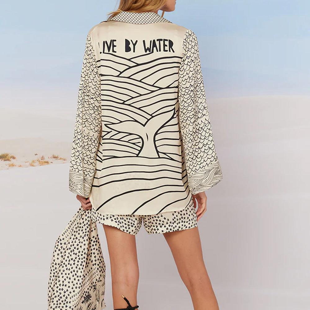 RoyalHoliday™ | Printed Shirt & Elastic Waist Shorts