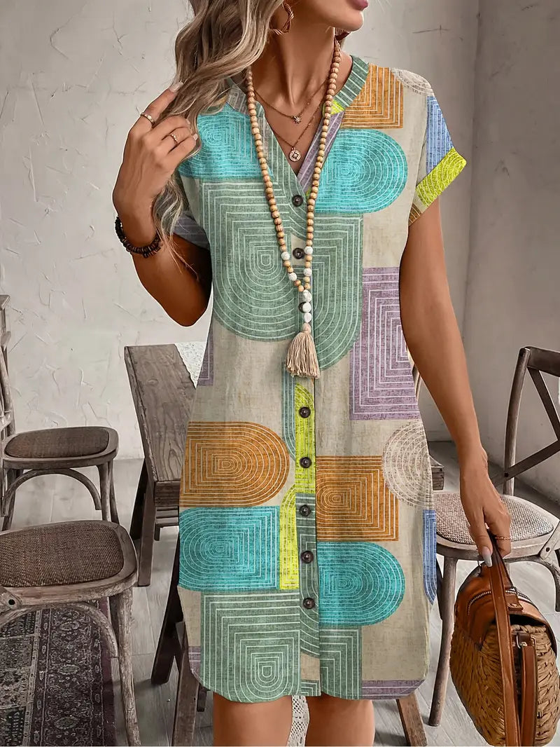 Sunline™ | Geometric Print Midi Dress