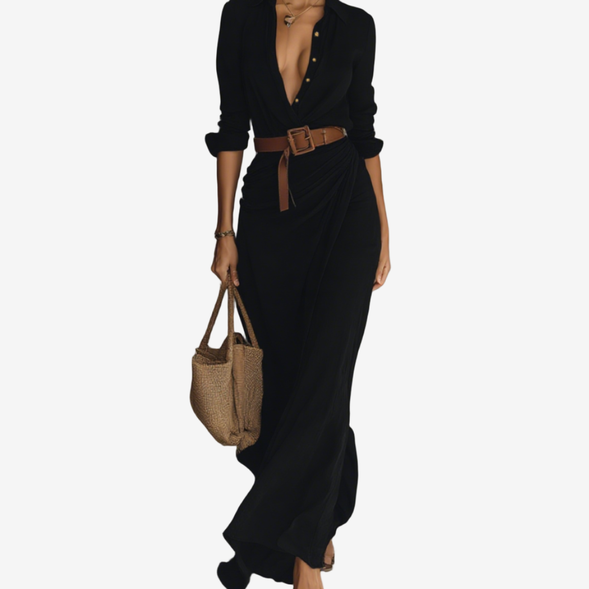 Thames Tailor™ | Lapel-Wrap Maxi Dress