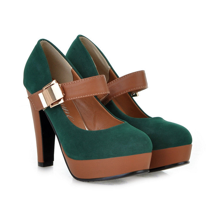 Victoria Step™ | Gold-Buckle Block Heels