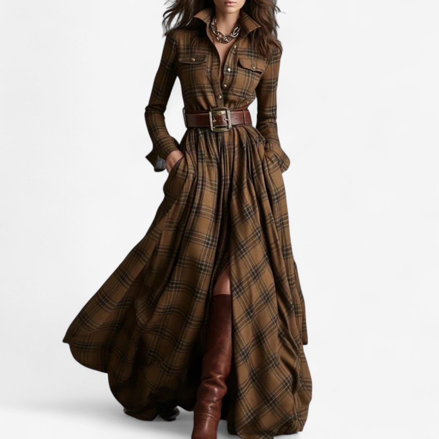 ChelseaGrove™ | Relaxed Fit Plaid Dress