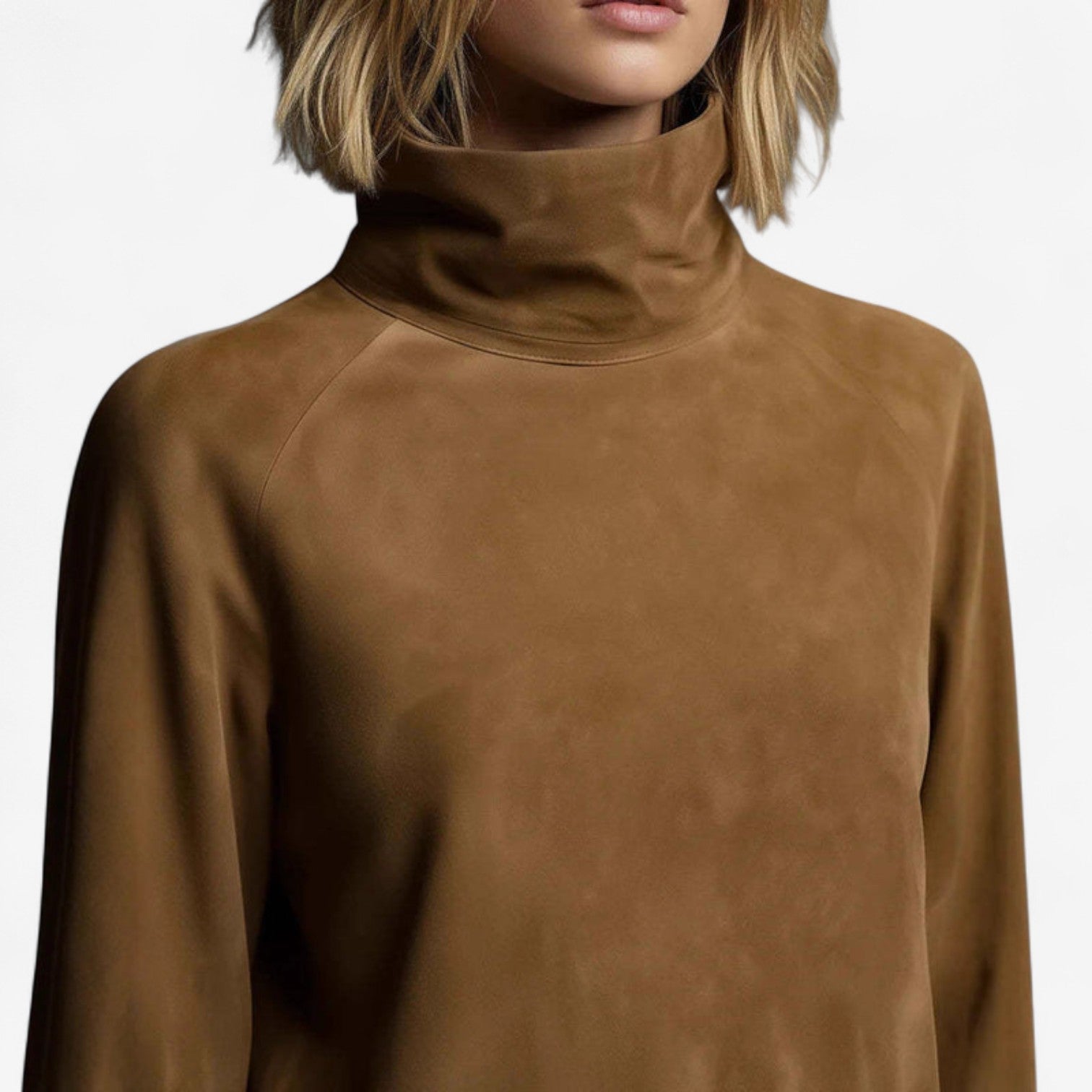 Regent Whisper™ | Suede Turtleneck Mini Dress