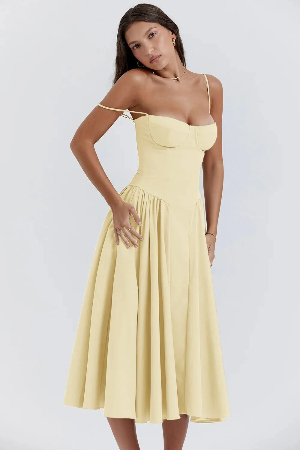 Liana™ | Sleeveless Corset Midi Dress