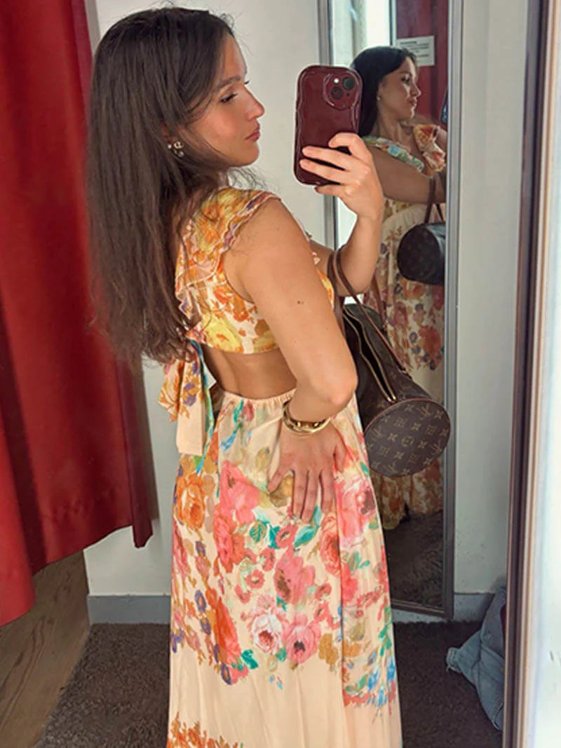 Nora™ | Deep‑V Open‑Back Dress