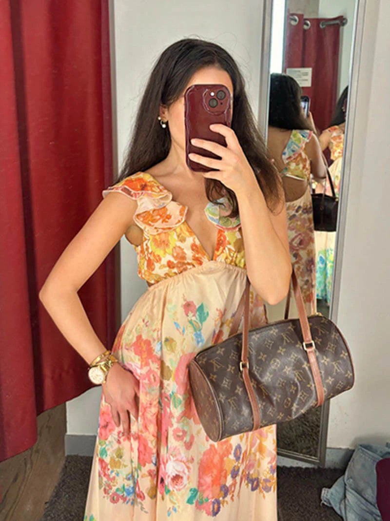 Nora™ | Deep‑V Open‑Back Dress