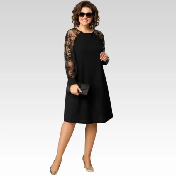 Elora™ | Lace‑Panel Patchwork Dress