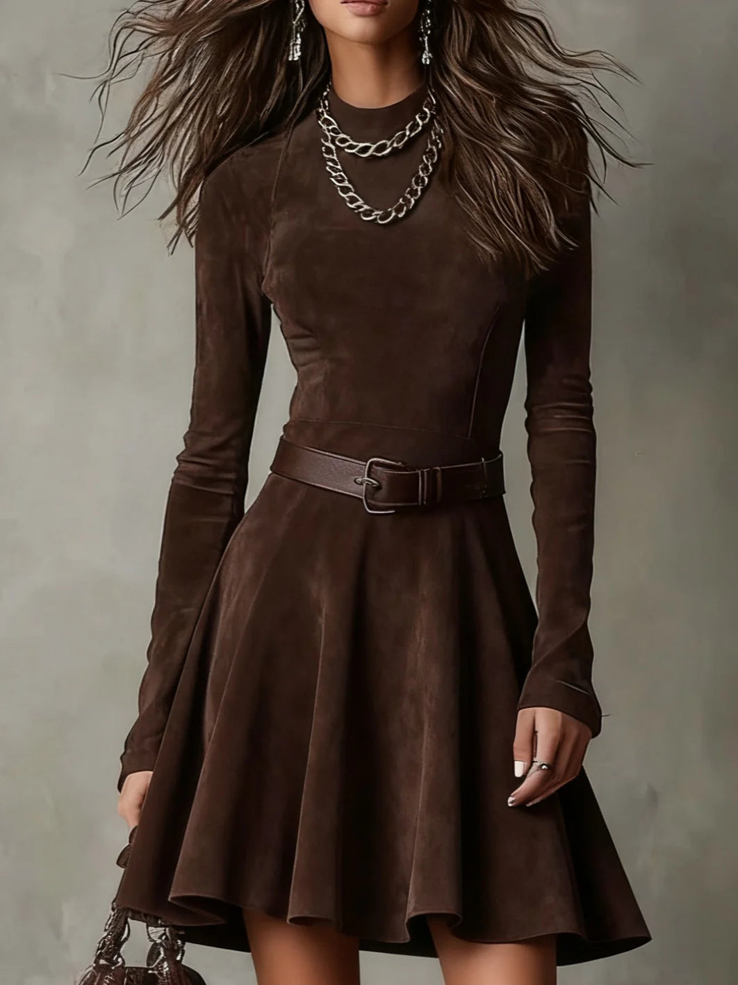 Aurora Moss™ | Velvet Autumn Mini Dress