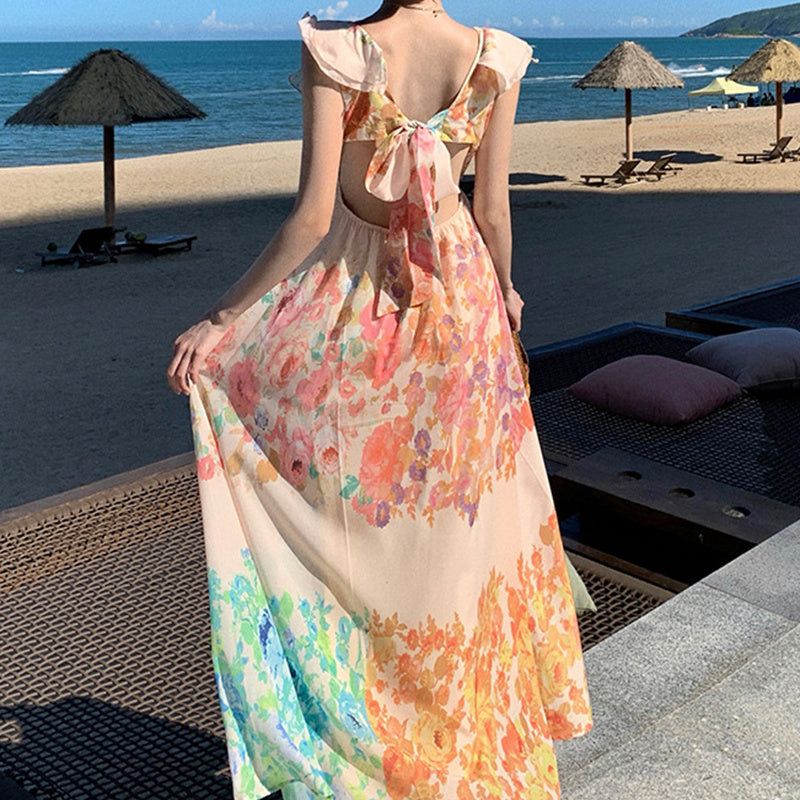 Nora™ | Deep‑V Open‑Back Dress
