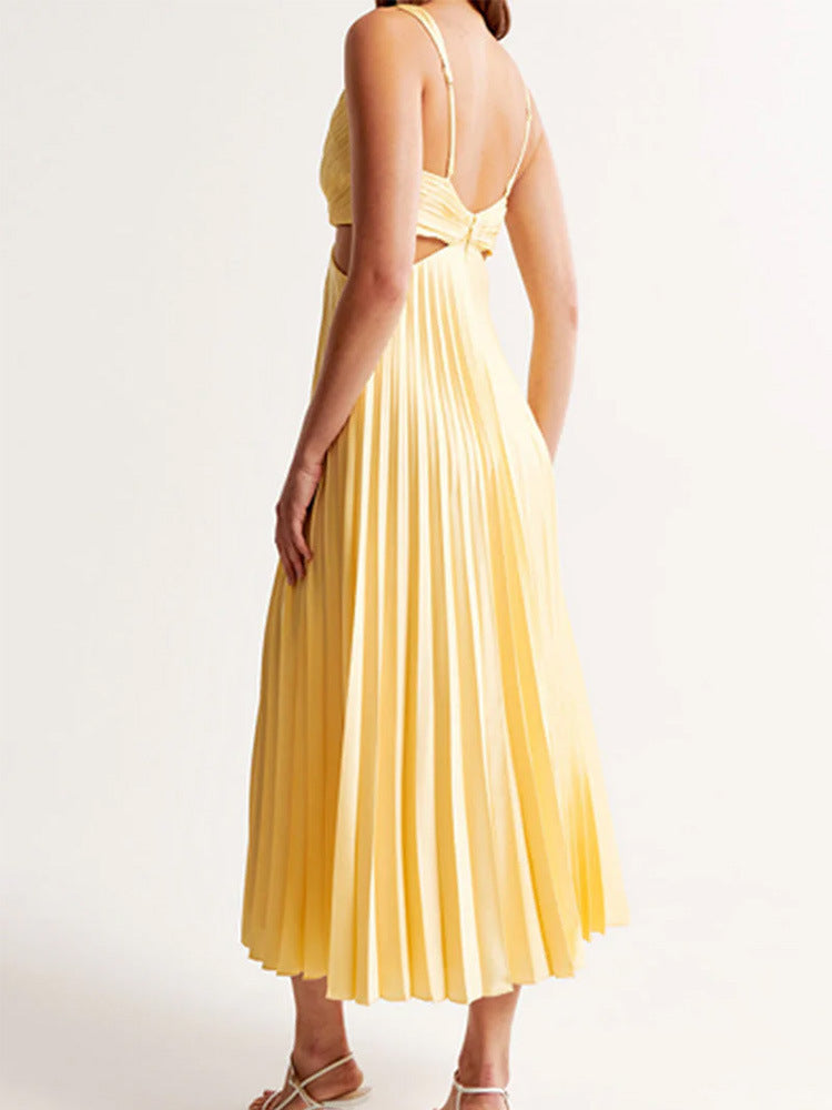 Margaux™ | Pleated Cinema‑Flow Maxi Dress