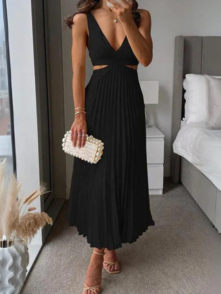 Margaux™ | Pleated Cinema‑Flow Maxi Dress
