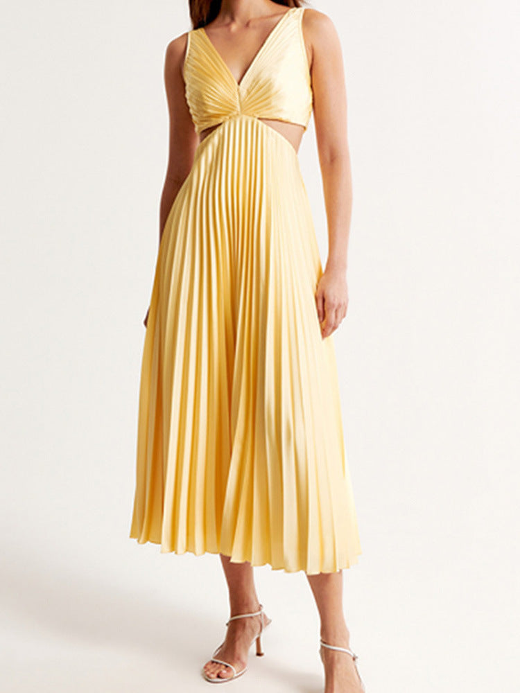 Margaux™ | Pleated Cinema‑Flow Maxi Dress