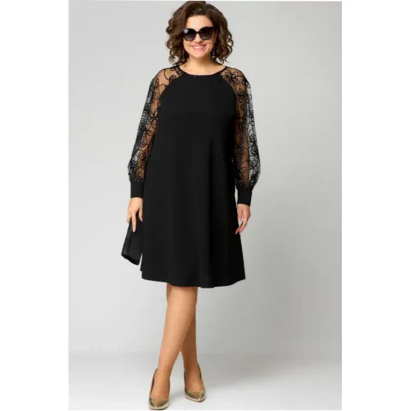 Elora™ | Lace‑Panel Patchwork Dress