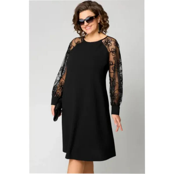 Elora™ | Lace‑Panel Patchwork Dress