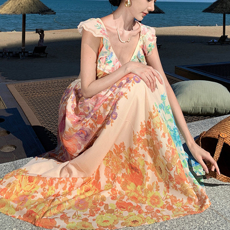 Nora™ | Deep‑V Open‑Back Dress