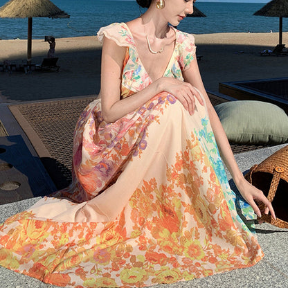 Nora™ | Deep‑V Open‑Back Dress