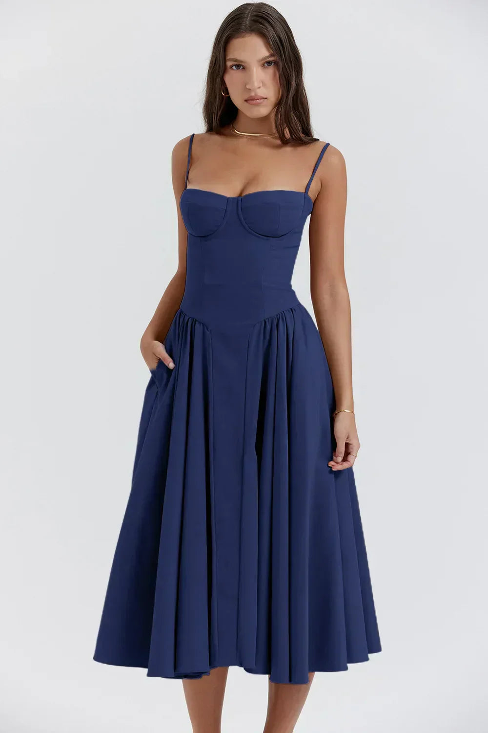 Liana™ | Sleeveless Corset Midi Dress