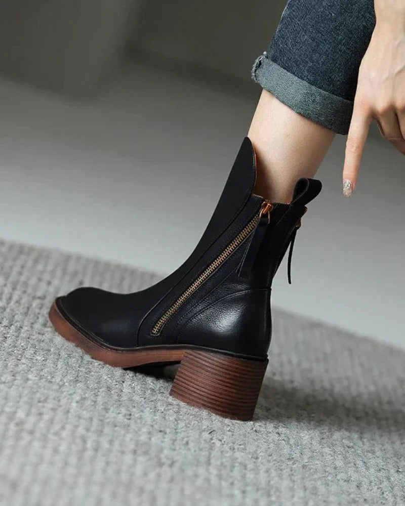 Isolde Noir™ | Sleek Zip Ankle Boots