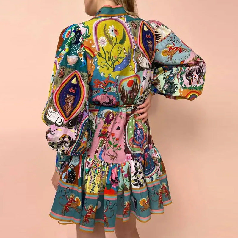 Soho Bloom™ | Printed Balloon Sleeve Mini Dress