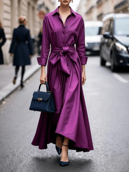 Belgravia Ease™ | Cotton Tie-Waist Shirt Dress