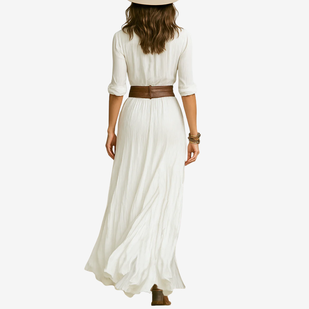 Knightsbridge Belle™ | Waist Pleated Maxi Shirt Dress