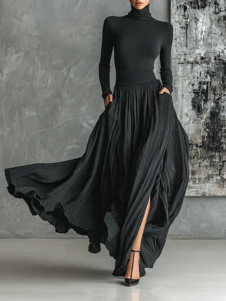 Soho Noir™ | Turtleneck &amp; Pleated Skirt Set