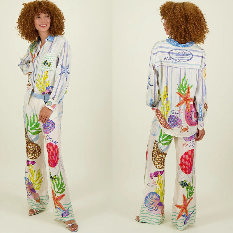 Seabright™ | Ocean Graffiti Satin Co-Ord Set