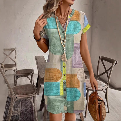 Sunline™ | Geometric Print Midi Dress