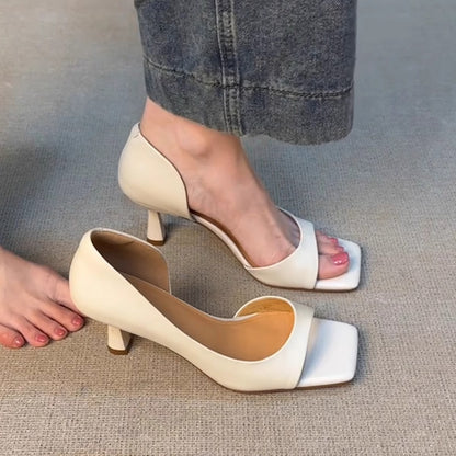 Mayfair Scribe™ | Leather Square-Toe Heels