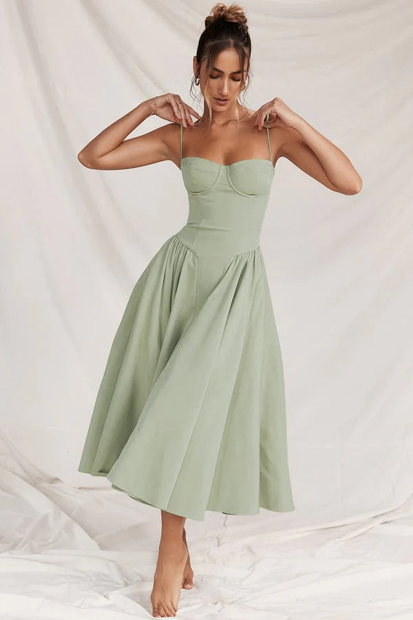 Liana™ | Sleeveless Corset Midi Dress