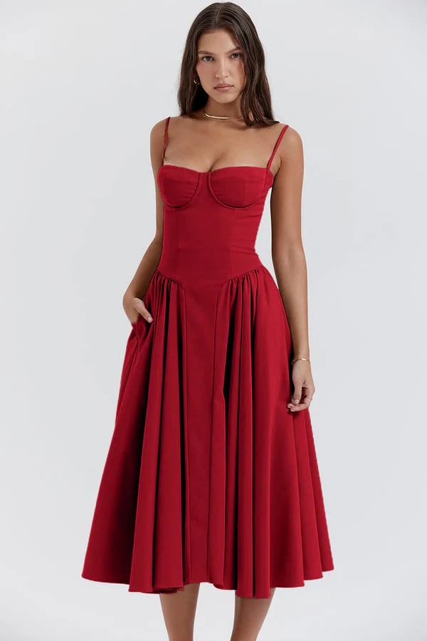 Liana™ | Sleeveless Corset Midi Dress