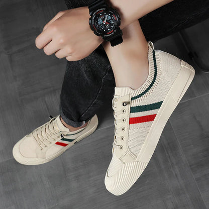 BrightonBreathe™ | Knit Stripe Low-Top Sneakers
