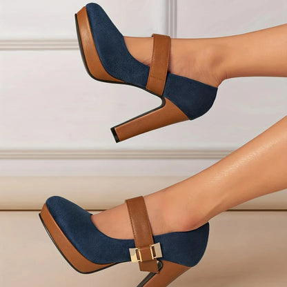 Victoria Step™ | Gold-Buckle Block Heels