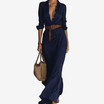 Thames Tailor™ | Lapel-Wrap Maxi Dress
