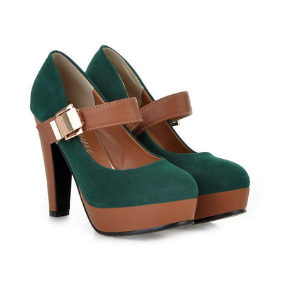 Victoria Step™ | Gold-Buckle Block Heels
