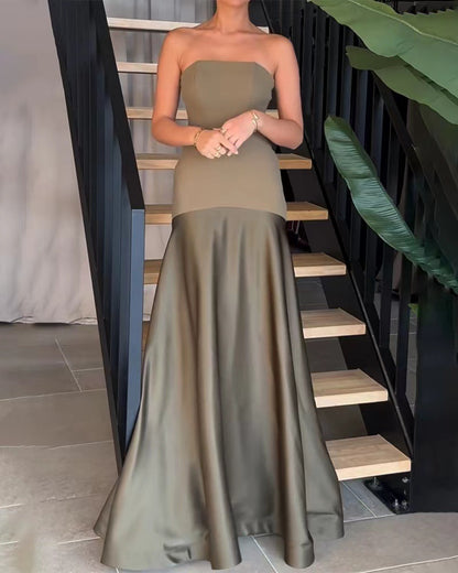 Camden Jewel™ | Strapless Satin Evening Gown