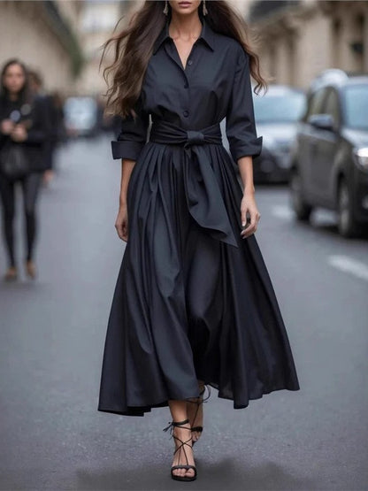 Belgravia Ease™ | Cotton Tie-Waist Shirt Dress