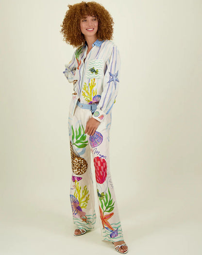 Seabright™ | Ocean Graffiti Satin Co-Ord Set