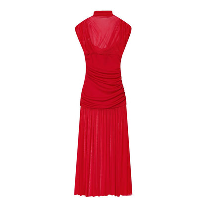 Victoria Bloom™ | Mesh Panel Elegant Maxi Dress