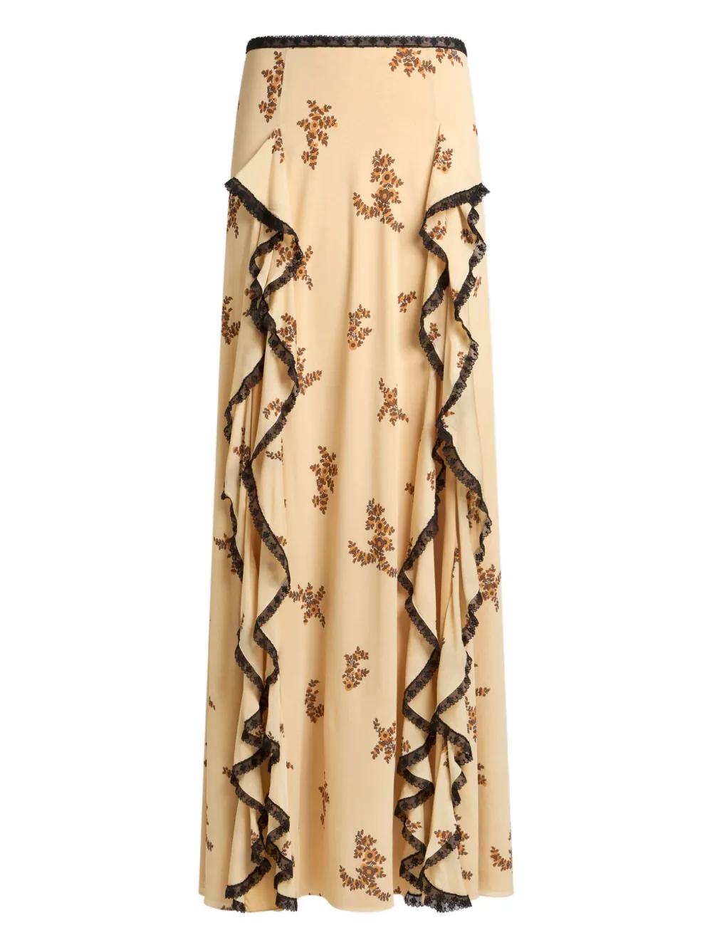 Evelyne Rose™ | Lace-Trimmed Floral Skirt