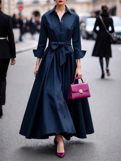 Belgravia Ease™ | Cotton Tie-Waist Shirt Dress