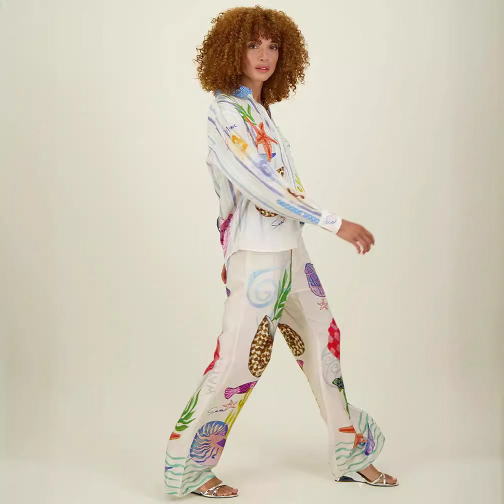 Seabright™ | Ocean Graffiti Satin Co-Ord Set
